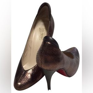 Oh Deer Rinna Leather Snake Print Women's Burgundy Wine Heels Red Sole